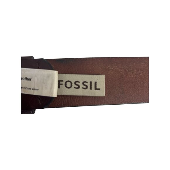 Fossil Mens Brown Genuine Leather Belt With Brass Buckle - Size 32 - Picture 5 of 10